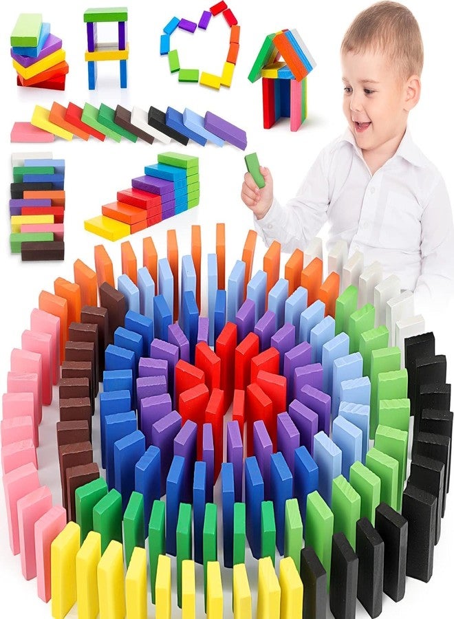 RENFILEN مجموعة مكعبات الدومينو الخشبية من رينفيلين، 120 قطعة - لعبة بناء تعليمية للأطفال بـ 12 لونًا - لعبة دومينو ممتعة للأولاد والبنات - Image 2